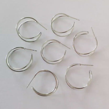 10pcs Geometric Circle Stud Earring, Gold/ Rhodium plated Brass Ear Wire Posts, Circle Size 16/24mm  (GB-514)