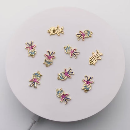 4pcs CZ pave Boy Charms 21mm, 18K Gold plated Brass Human Pendants (GB-792)
