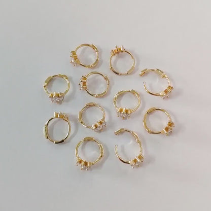 4pcs CZ Pave Marquise Hoop Earrings, 10mm, Dainty Huggie Earrings, Minimalist Earring, Small Gold Hoops Earring (GB-3467-A)