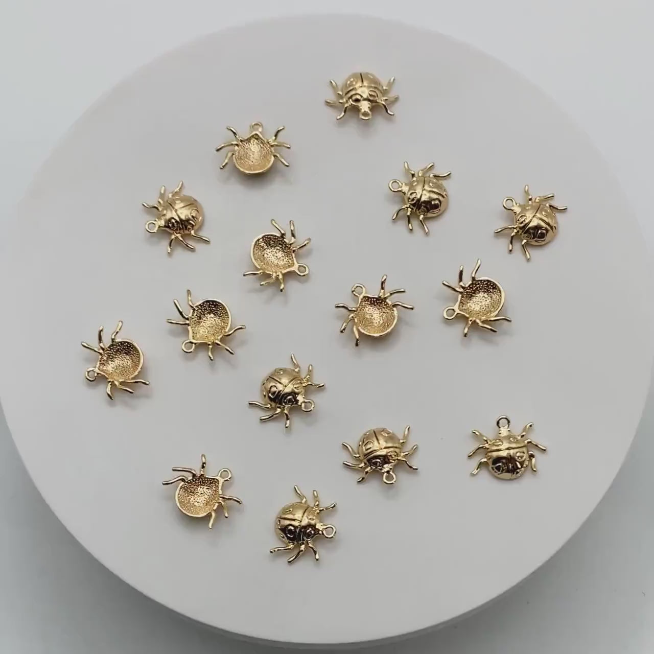 10pcs Gold Ladybug Charms, Insect Pendant, Jewelry Supplies, Earring Findings, Jewelry Making(GB-2666-B)