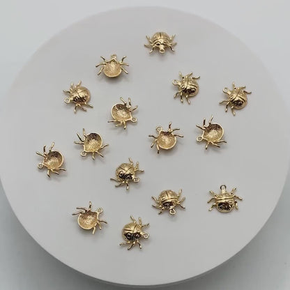 10pcs Gold Ladybug Charms, Insect Pendant, Jewelry Supplies, Earring Findings, Jewelry Making(GB-2666-B)
