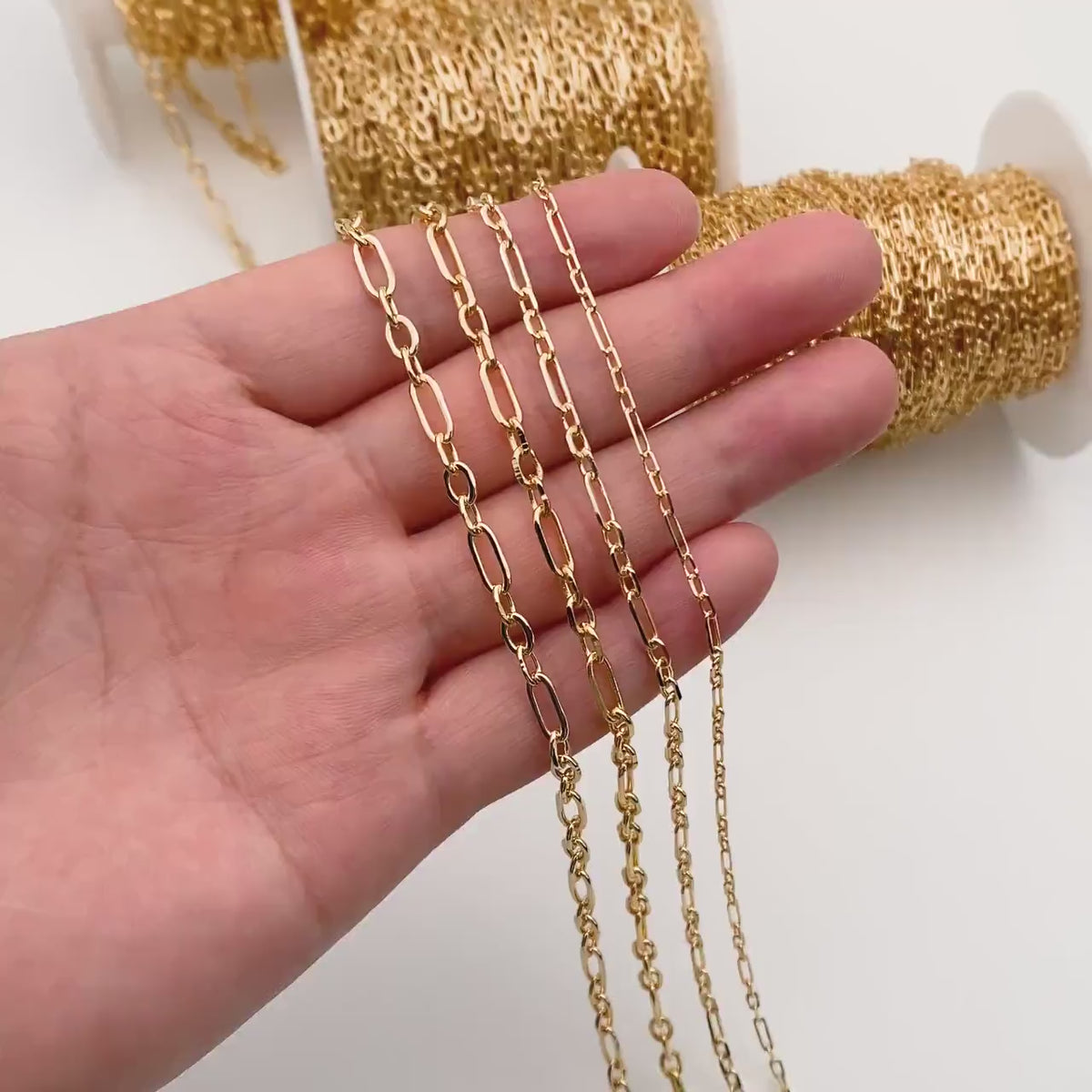 Gold Oval Link Chains 2.2/ 3.2/ 3.6mm, 18K Gold plated Brass,  Color Not Easily Tarnish (#LK-275)/ 1 Meter=3.3 ft