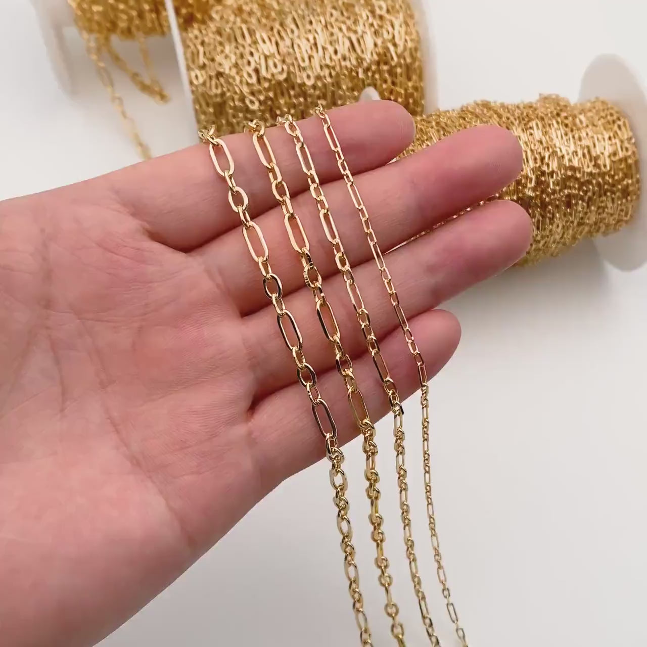 Gold Oval Link Chains 2.2/ 3.2/ 3.6mm, 18K Gold plated Brass,  Color Not Easily Tarnish (#LK-275)/ 1 Meter=3.3 ft