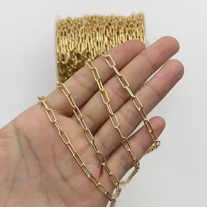 Gold/ Silver Paperclip Chain Chains, Link Size 4x9.5mm, Gold/ Rhodium plated Brass, Quality Craft Jewelry Supplies(#LK-446)/ 1 Meter=3.3 ft