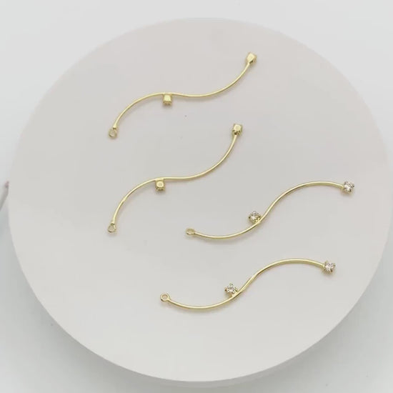 8pcs CZ Pave Gold Wire Charms 56mm, Earring Components, Earwire Threader Pendants  (GB-459)