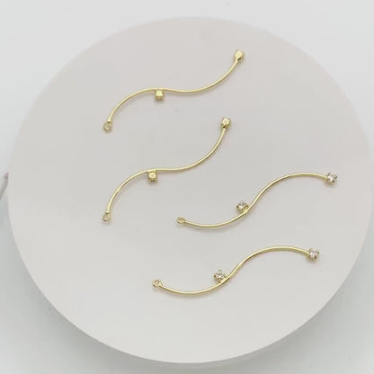 8pcs CZ Pave Gold Wire Charms 56mm, Earring Components, Earwire Threader Pendants  (GB-459)