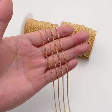 Gold Curb Chain 1.3/ 1.6mm, Gold Plated Brass Chain, Flat Curb Chain Findings (#LK-249)/ 1 Meter=3.3 ft