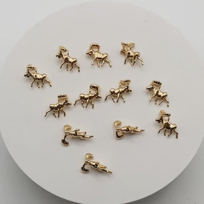 10pcs Gold Moose Charms, Elk Pendants, Jewelry Making, Diy Material, Jewelry Supplies (GB-2707-E)