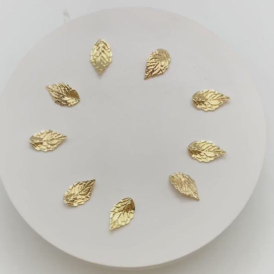 10pcs Gold plated Brass Leaf Charms 18mm (GB-028)