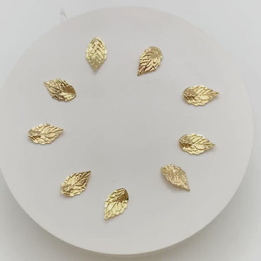 10pcs Gold plated Brass Leaf Charms 18mm (GB-028)