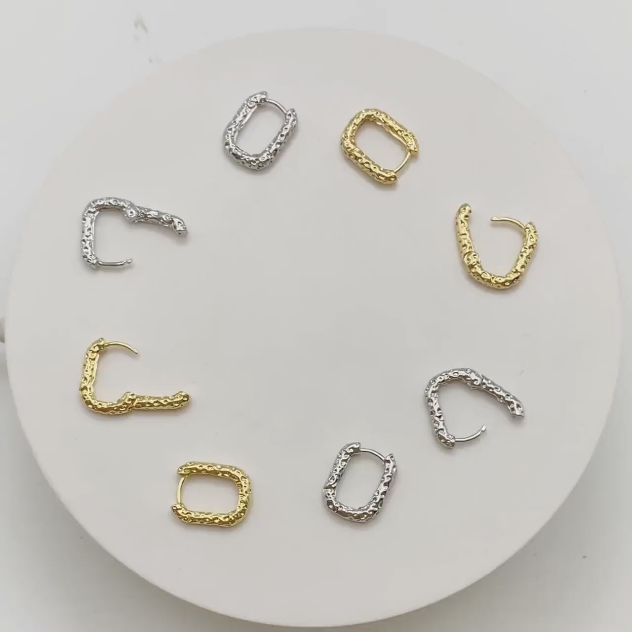 10pcs Gold/ Silver Oval Hoop Earrings, Gold/ Rhodium plated Brass, Geometric Earring Hoops (GB-1656-C)