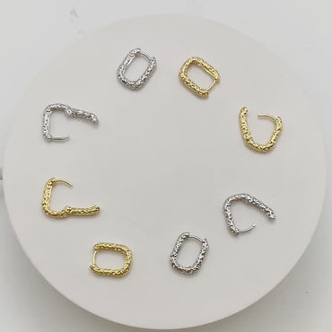 10pcs Gold/ Silver Oval Hoop Earrings, Gold/ Rhodium plated Brass, Geometric Earring Hoops (GB-1656-C)