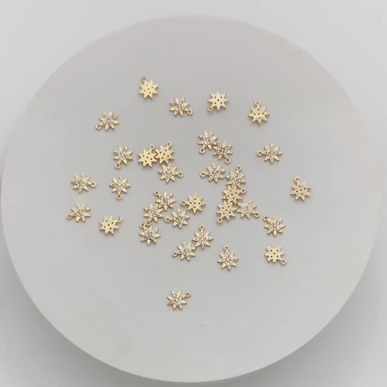 10pcs North Star Charm 7x8.5mm, CZ Pave Mini Star Pendant, Gold plated Brass  (GB-924-E)