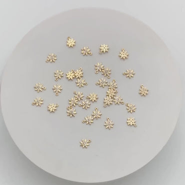 10pcs North Star Charm 7x8.5mm, CZ Pave Mini Star Pendant, Gold plated Brass  (GB-924-E)