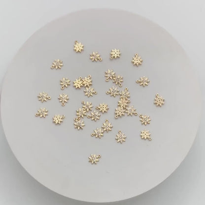10pcs North Star Charm 7x8.5mm, CZ Pave Mini Star Pendant, Gold plated Brass  (GB-924-E)
