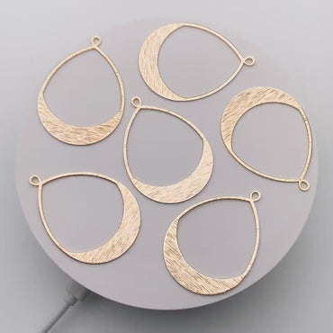10pcs Gold Brushed Teardrop Pendants, Geometric Link Charms 49x36mm (GB-3817-H)