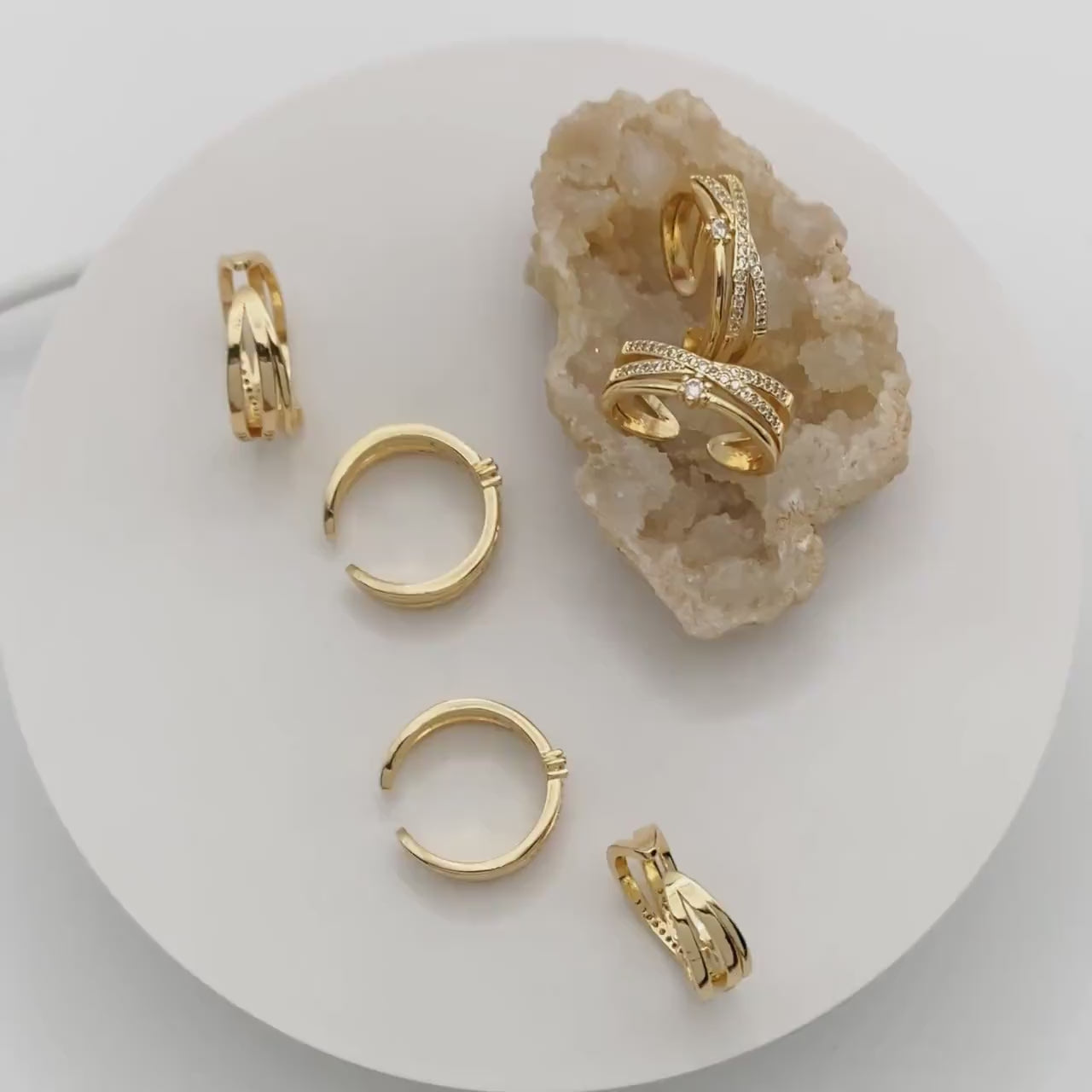 4pcs CZ Pave X Shaped Criss Cross Ring, Dainty Ring, Minimalist Ring (#JZ-043)