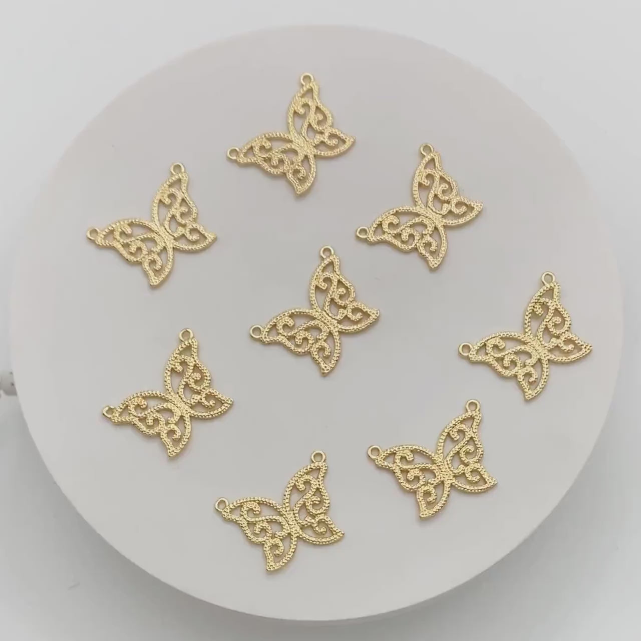 10pcs Gold plated Brass Butterfly Charms 18x25mm, Connector Pendant with 2 Loops  (GB-1989)