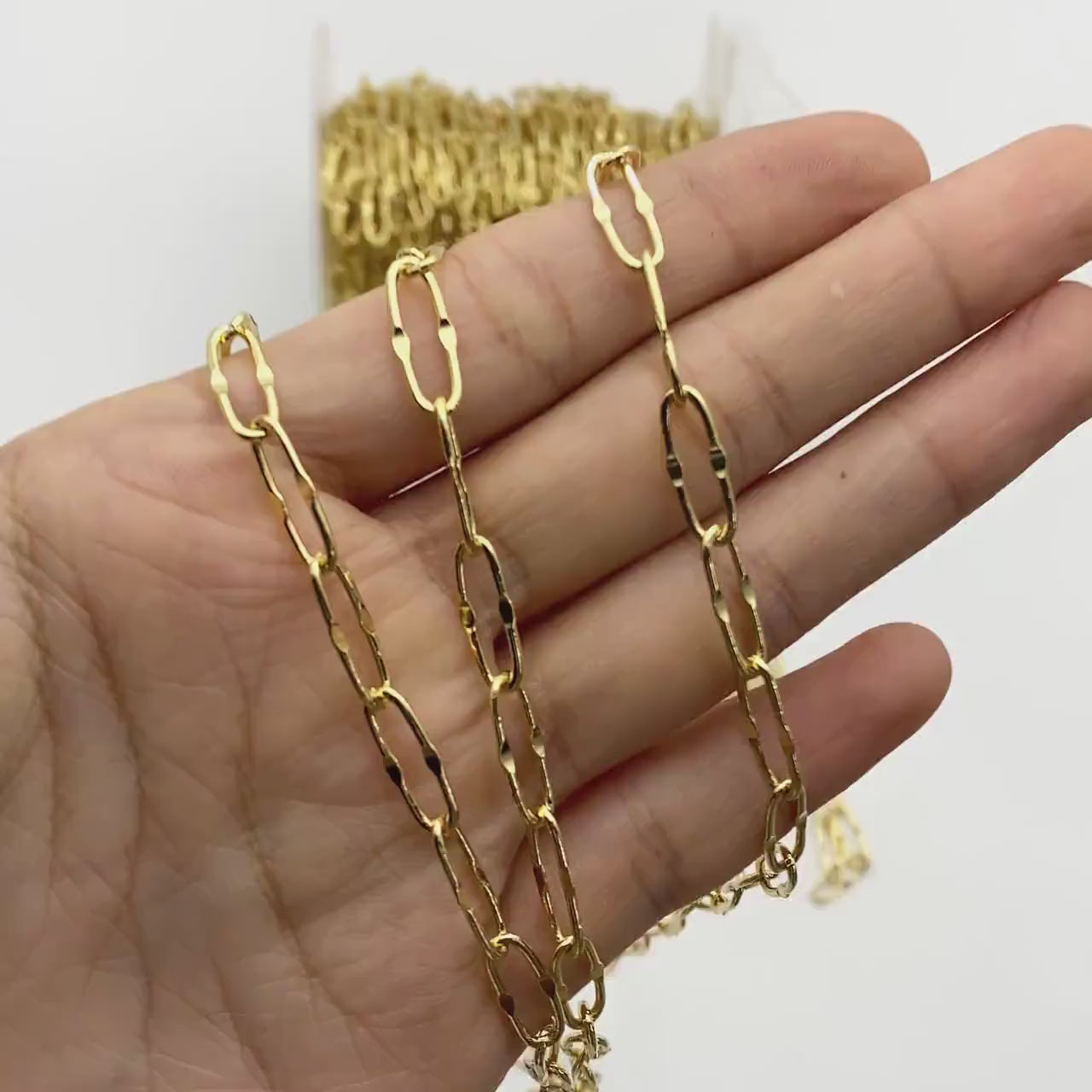 Gold plated Brass Cable Chains, Long Oval Link 5.5x15mm(#LK-406)/ 1 Meter=3.3 ft