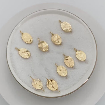 10pcs Gold/ Silver Hammered Oval Disc Earring, 16x9mm, Geometric Stud Earring Components (GB-2834)