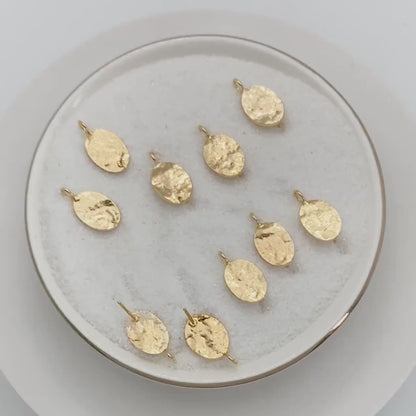 10pcs Gold/ Silver Hammered Oval Disc Earring, 16x9mm, Geometric Stud Earring Components (GB-2834)