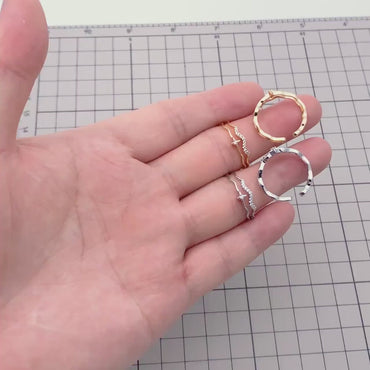 4pcs CZ Pave Gold/ Silver Cross Star Ring, Double Band Ring, Adjustable Ring, Minimalist Ring, Open Ring (JZ-010)