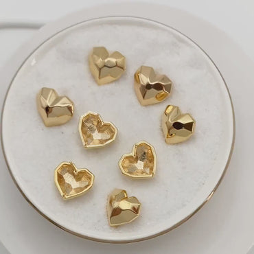 10pcs Gold Faceted Earring With Loop, Gold plated Brass, Geometric Stud Earrings (GB-2966)