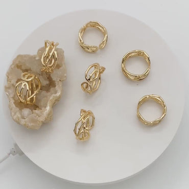 4pcs Gold Crown of Thorns Ring, Dainty Rings, Modern Style Ring, Fashion Jewelry (#GB-2829)