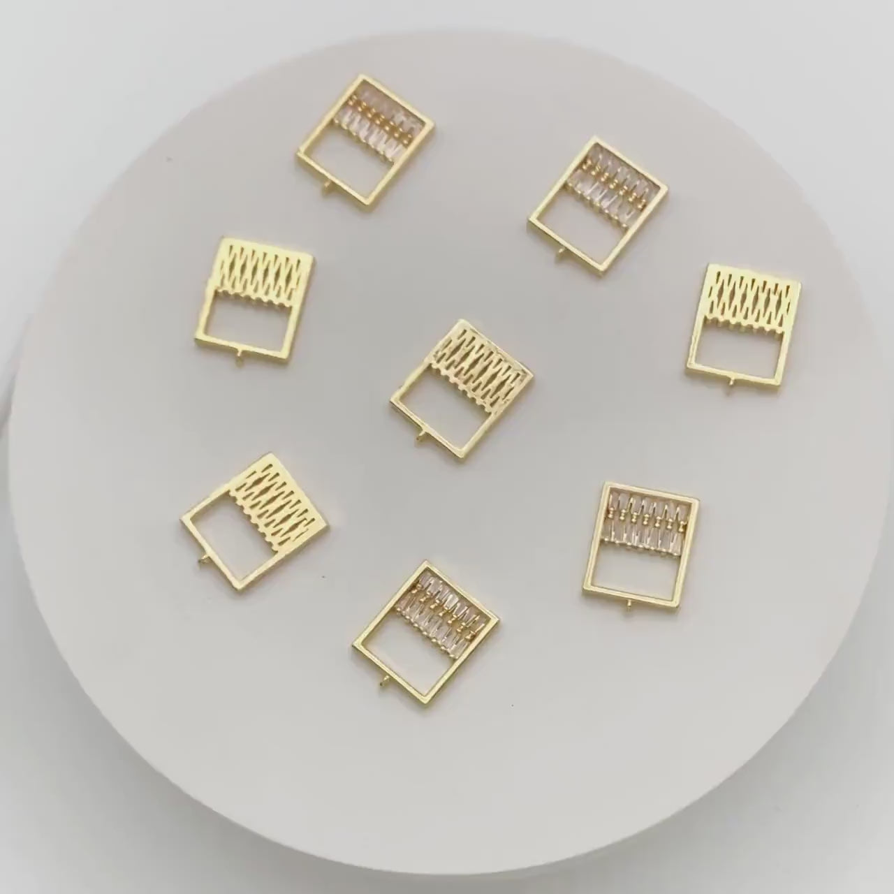 4pcs CZ paved Rectangle Charms 14x18mm, 18K Gold plated Brass, Geometric Square Pendants (GB-1262)
